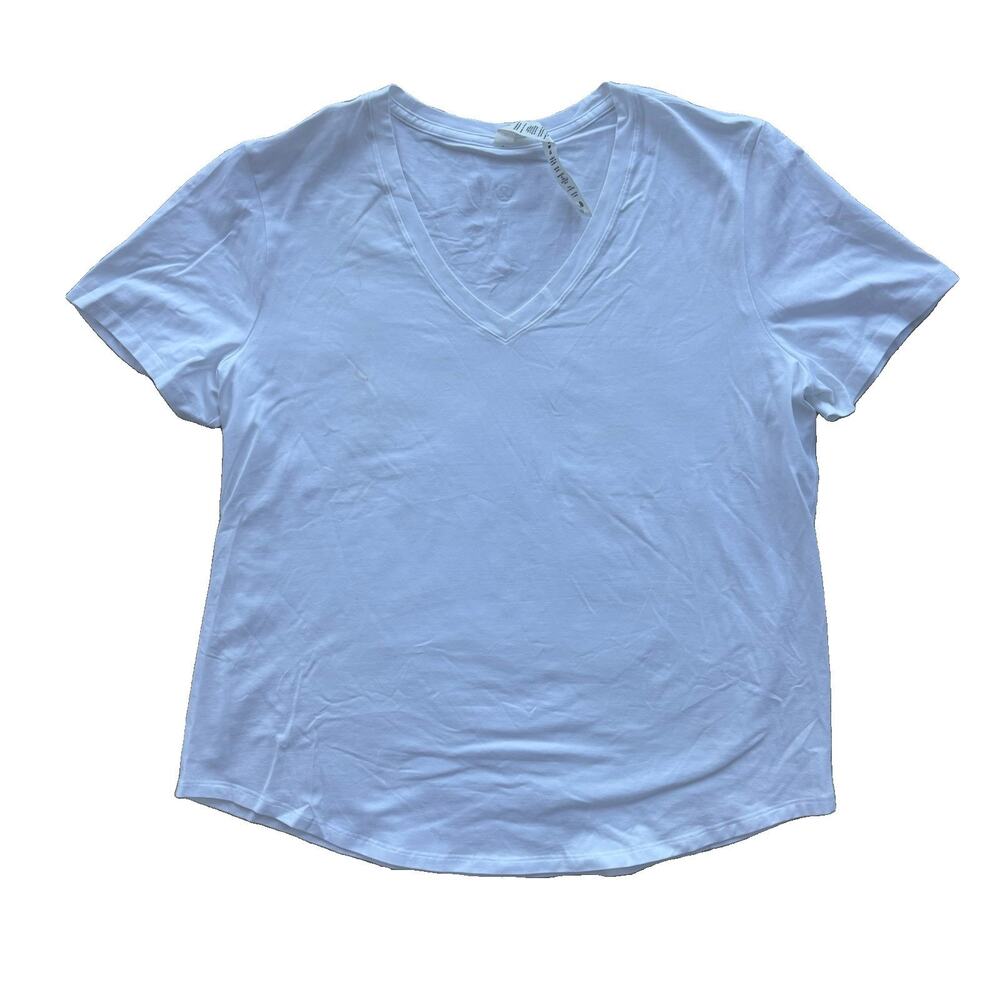Lululemon Athletica Women’s Size 12 V-Neck White T-Shirt Pullover EUC